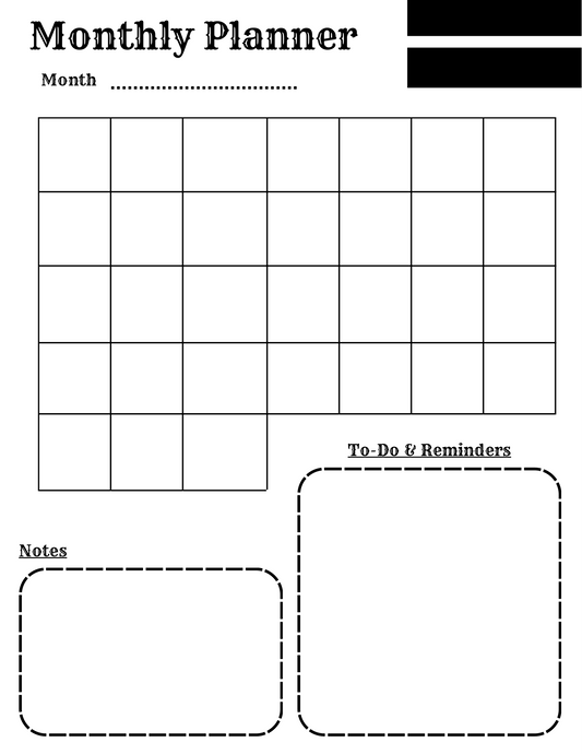 Monthly Planner - Black & White